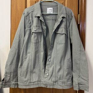 Stylish Sonoma Women's Light Green Distressed Denim Jean Jacket Plus Size 2XL